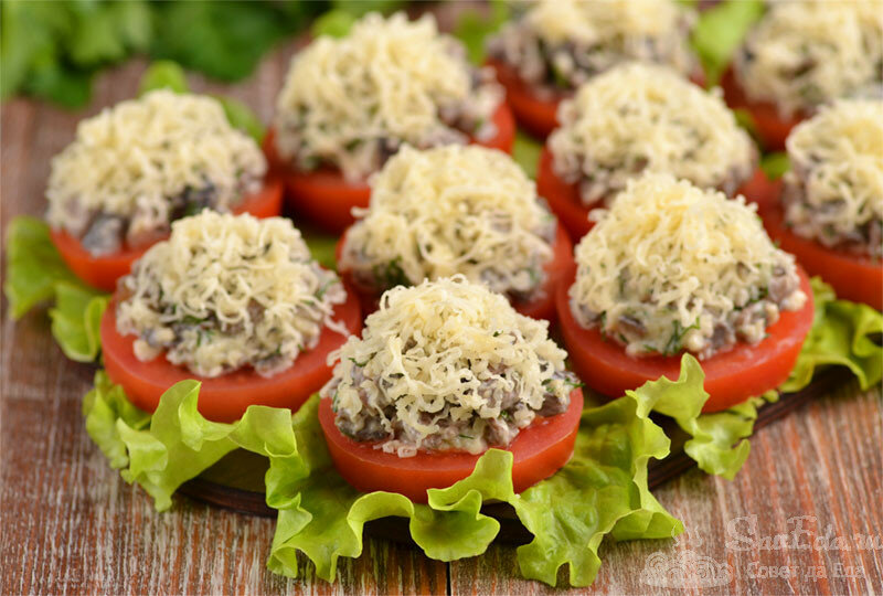 Быстро, вкусно и красиво! Закуска из помидор и грибов