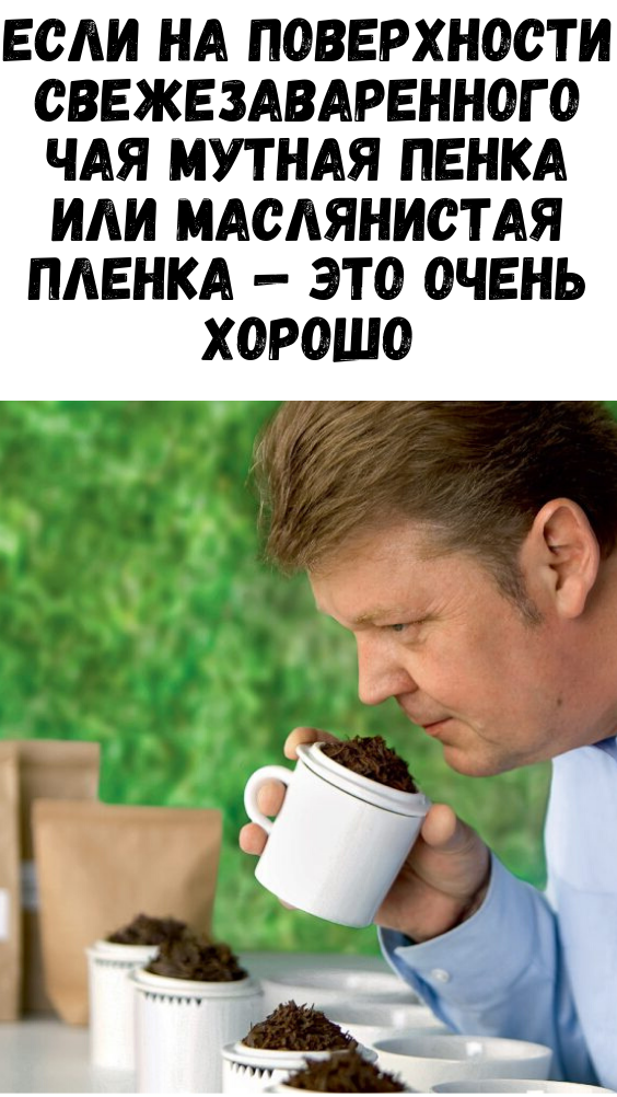 ЕСЛИ НА ПОВЕРХНОСТИ СВЕЖЕЗАВАРЕННОГО ЧАЯ МУТНАЯ ПЕНКА ИЛИ МАСЛЯНИСТАЯ ПЛЕНКА — ЭТО ОЧЕНЬ ХОРОШО
