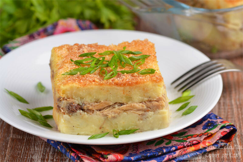 Простые продукты и отличный вкус! Картофельная запеканка с рыбными консервами