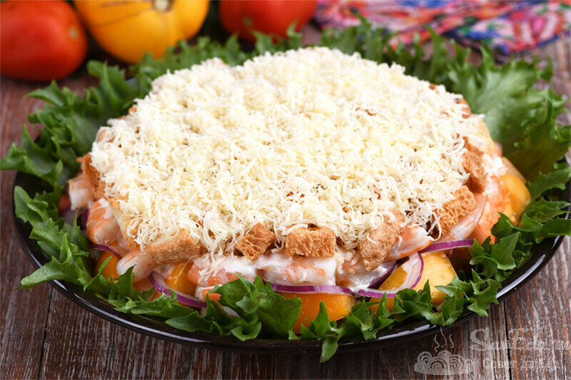 Мой любимый слоеный салат! Готовится просто, отлично с мясом, рыбой или морепродуктами